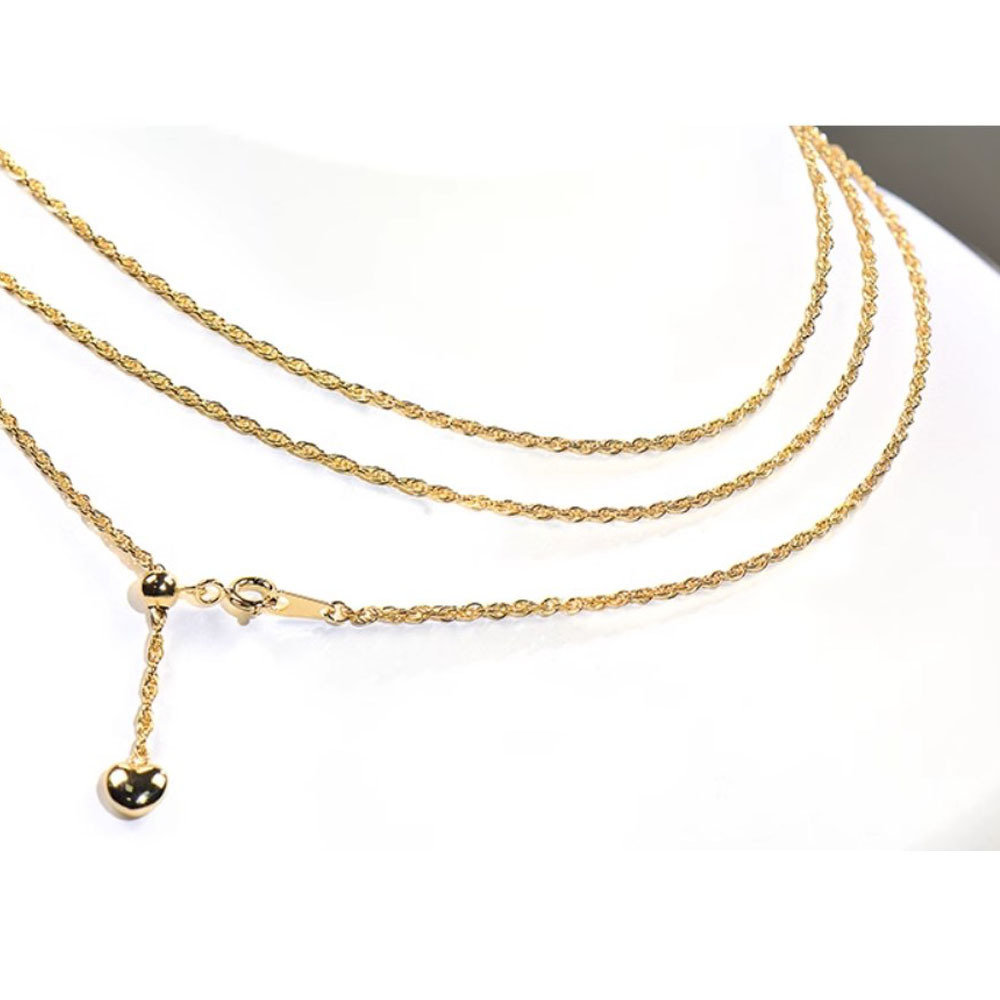 22 Inches 55CM Adjustable 18k Solid Yellow Gold Rope Chains Necklace Fine Jewelry Au750 Genuine Gold Chains Necklace