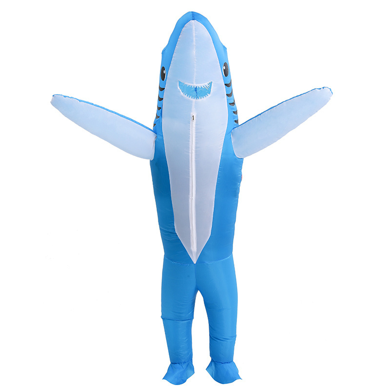 Ready to Ship Hot Selling Funny Full Body Costume Blue Inflatable Dolphin Shark Costume For Adult