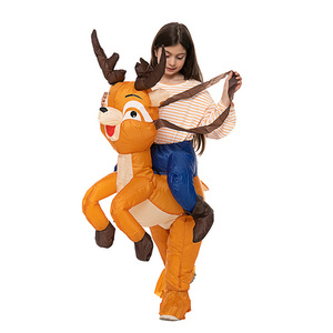 Animal Cosplay Blow up Elk Suit Inflatable Costume in Stock Halloween for Children Kids Polyester Unisex Mascot Yoda Costumes