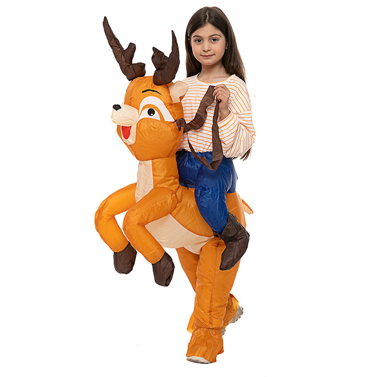 Animal Cosplay Blow up Elk Suit Inflatable Costume in Stock Halloween for Children Kids Polyester Unisex Mascot Yoda Costumes