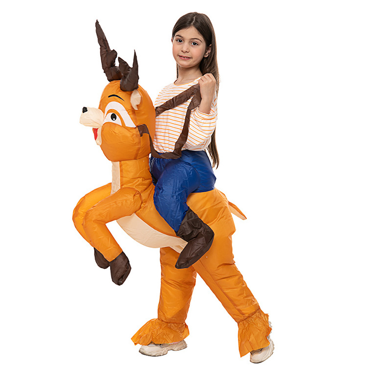 Animal Cosplay Blow up Elk Suit Inflatable Costume in Stock Halloween for Children Kids Polyester Unisex Mascot Yoda Costumes