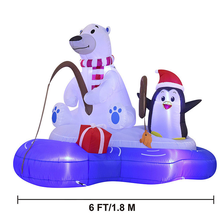 Christmas inflatable decorations outdoor fishing polar bear penguin with led light