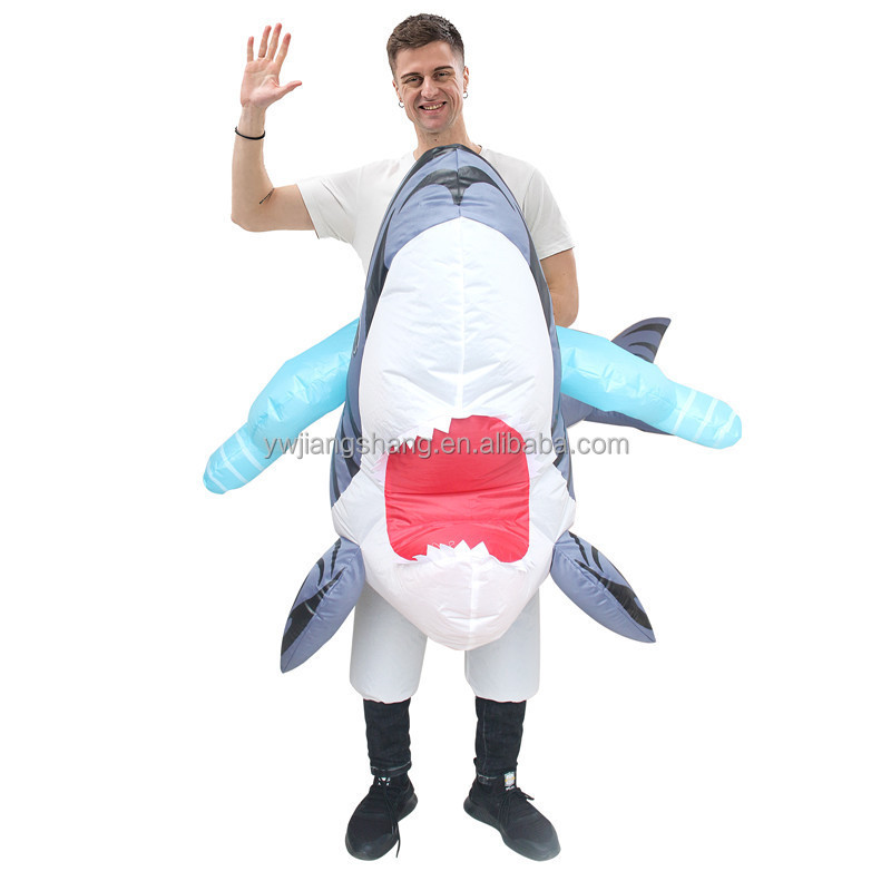 HUAYU Big Mouth Shark Inflatable Costume Blow Up Suit Fancy Dress Funny Jumpsuit for Halloween Cosplay Party Christmas