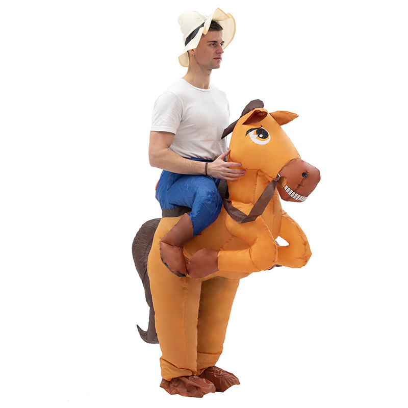 HUAYU Halloween Cosplay Party Dress Riding on Animal Costume Blow Up Suit Inflatable Horse Costume For Adult