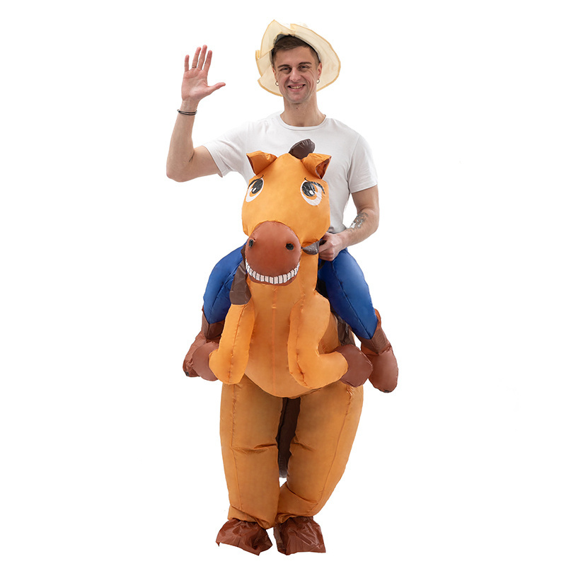 HUAYU Halloween Cosplay Party Dress Riding on Animal Costume Blow Up Suit Inflatable Horse Costume For Adult