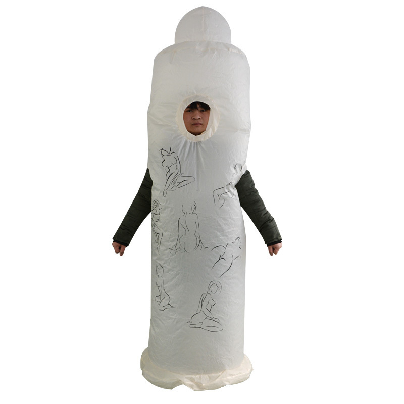 Funny Cosplay inflatable Pecker Bachelor Party Full Body Penis Condom Costume For Adults