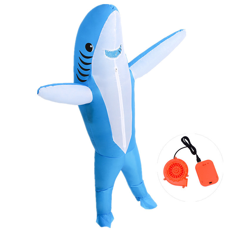 Ready to Ship Hot Selling Funny Full Body Costume Blue Inflatable Dolphin Shark Costume For Adult