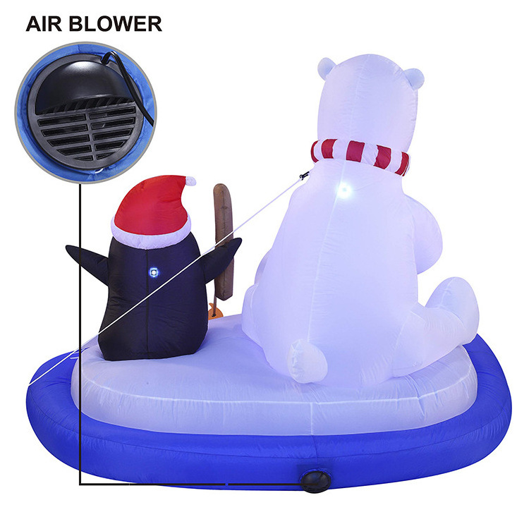 Christmas inflatable decorations outdoor fishing polar bear penguin with led light