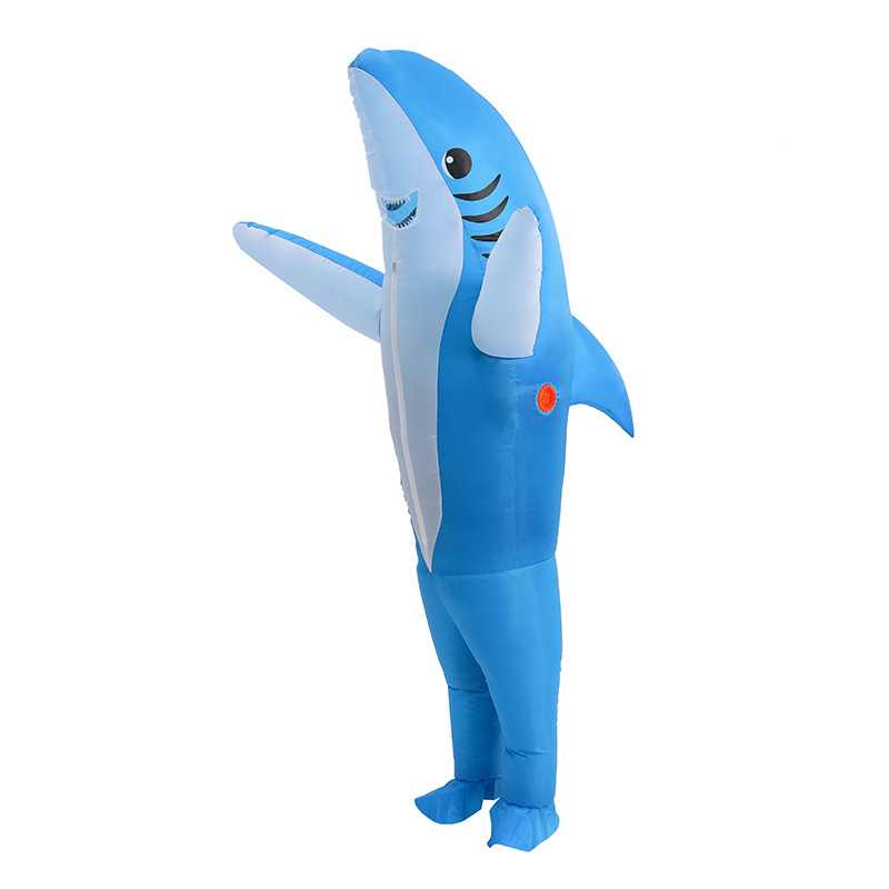 Ready to Ship Hot Selling Funny Full Body Costume Blue Inflatable Dolphin Shark Costume For Adult