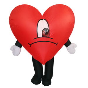 Party Cosplay Mascot Costume Blow up Suit Inflatable Heart Costume for Adult Polyester Unisex Valentine Costumes for Women