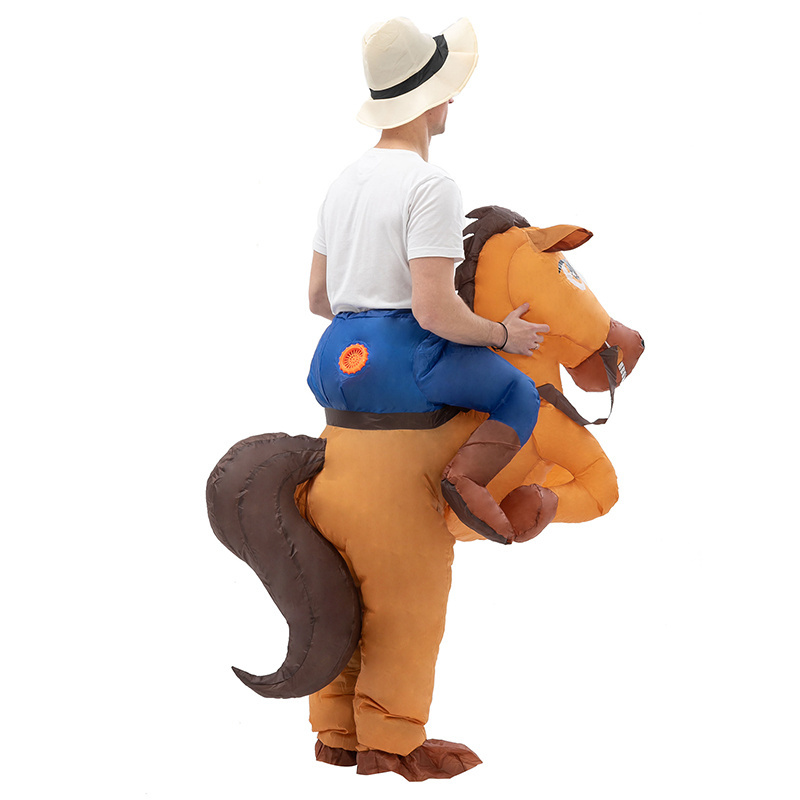 HUAYU Halloween Cosplay Party Dress Riding on Animal Costume Blow Up Suit Inflatable Horse Costume For Adult