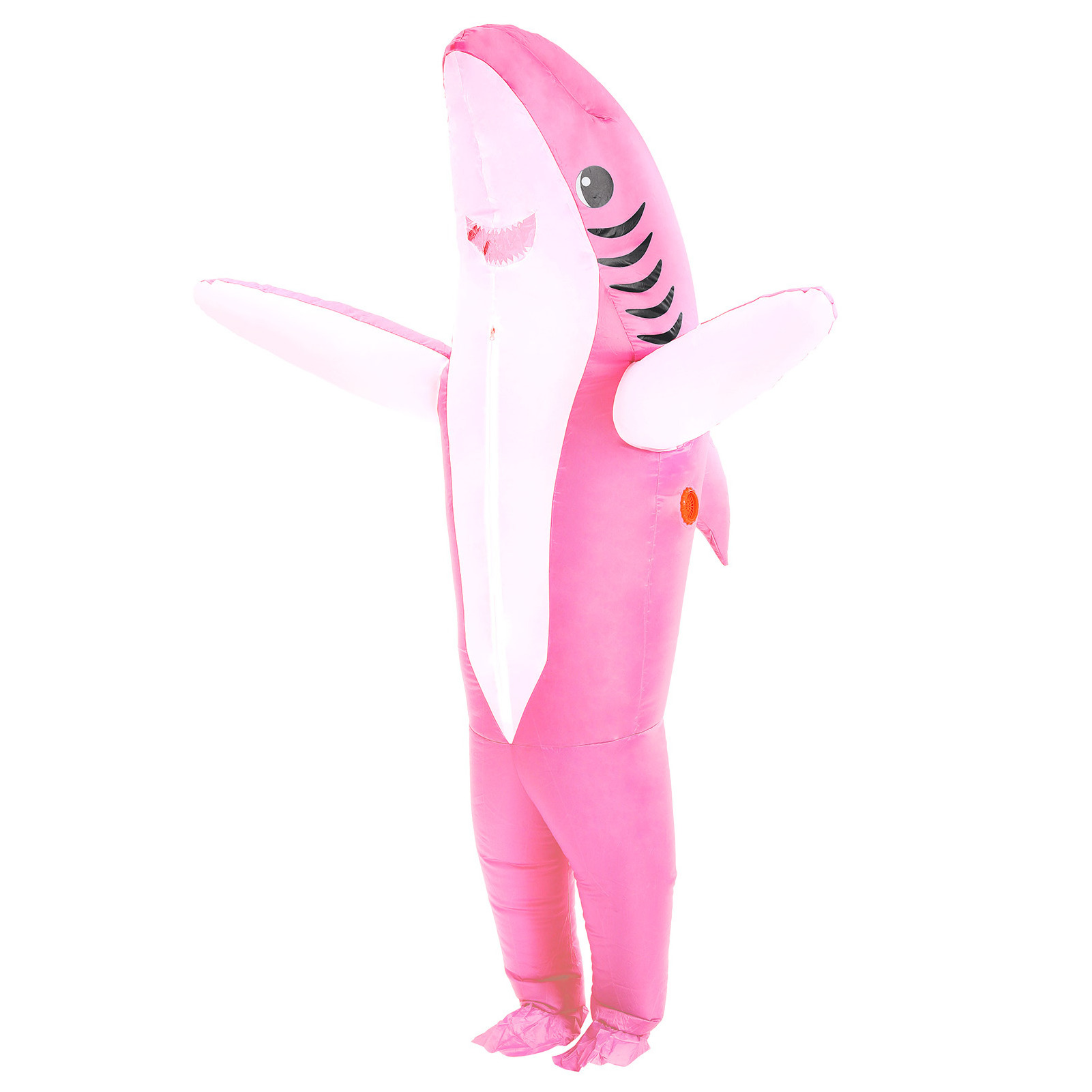 HUAYU Ready To Ship Halloween Funny Full Body Inflatable  Blue Pink Shark Mascot Costume For Adult