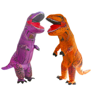 Hot Selling Purple Orange Adult Inflatable Dinosaur T REX Costume Air Blower Dragon Costume