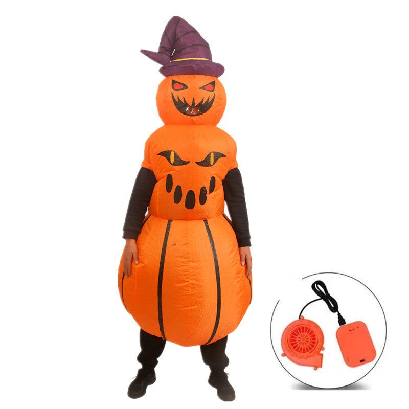 HUAYU Halloween Hot Selling Cosplay Costume Inflatable Pumpkin Blow Up Suit Inflatable Demon Pumpkin Man Fancy Dress