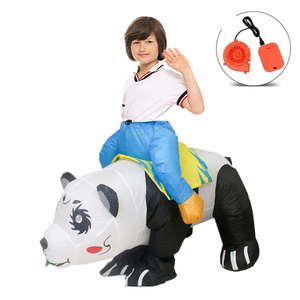 Kids Popular Inflatable Halloween Mascot Costume Ride on Animal Panda Air Blow Up Dress