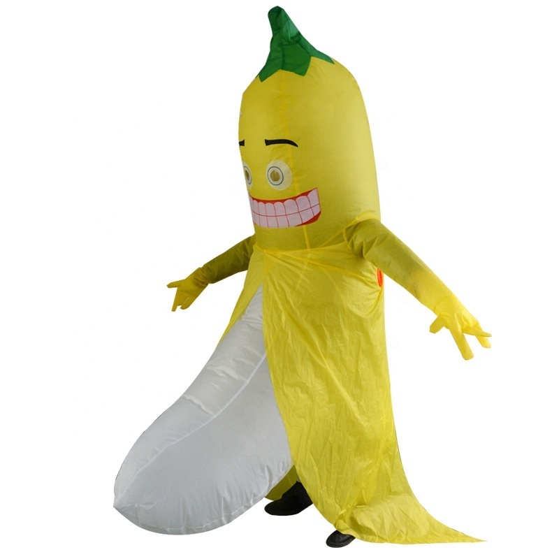 Funny Halloween Fancy Dress Party Mascot Costume Adult Carnival Cosplay Blow up Suit Inflatable Banana Costume Polyester Unisex