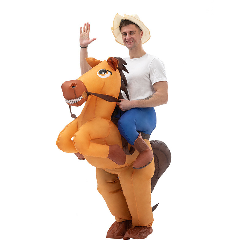 HUAYU Halloween Cosplay Party Dress Riding on Animal Costume Blow Up Suit Inflatable Horse Costume For Adult