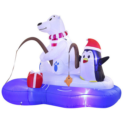 Christmas inflatable decorations outdoor fishing polar bear penguin with led light