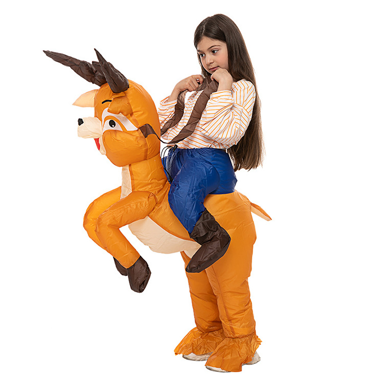 Animal Cosplay Blow up Elk Suit Inflatable Costume in Stock Halloween for Children Kids Polyester Unisex Mascot Yoda Costumes