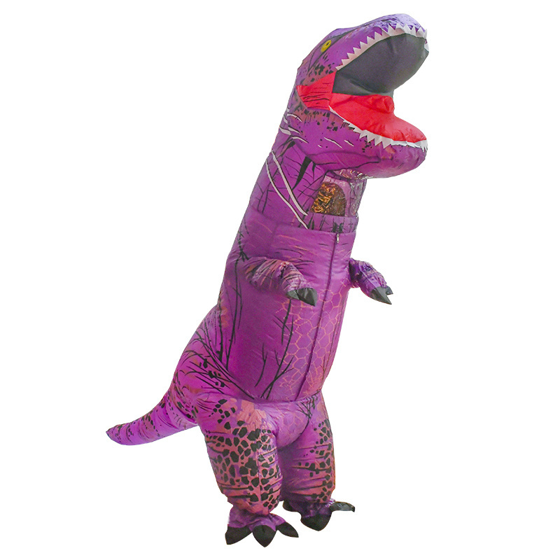 Hot Selling Purple Orange Adult Inflatable Dinosaur T REX Costume Air Blower Dragon Costume