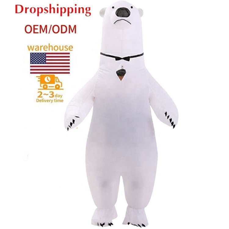 Halloween Party Animal Mascot Inflatable-polar-adult-bear-costume Men Inflatable White Polar Bear Costume for Adult Polyester