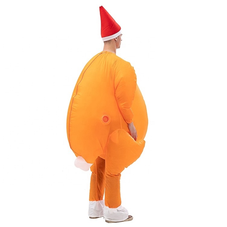 Party Cosplay Blow up Suit Inflatable Roast Chicken Costume Christmas Inflatable Turkey Costume for Adult Polyester Unisex 1pcs