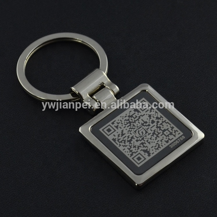 Square Shape Metal Keychain With Laser engrave Personalized QR Code