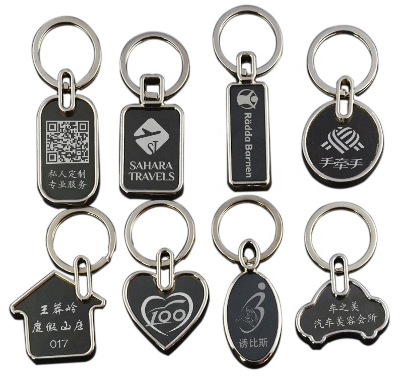 9 Shape In Stock Cheap Blank Two Sides Laser Engrave Logo Promotion Gift Keychain