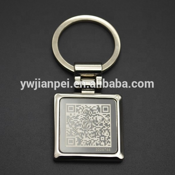 Square Shape Metal Keychain With Laser engrave Personalized QR Code