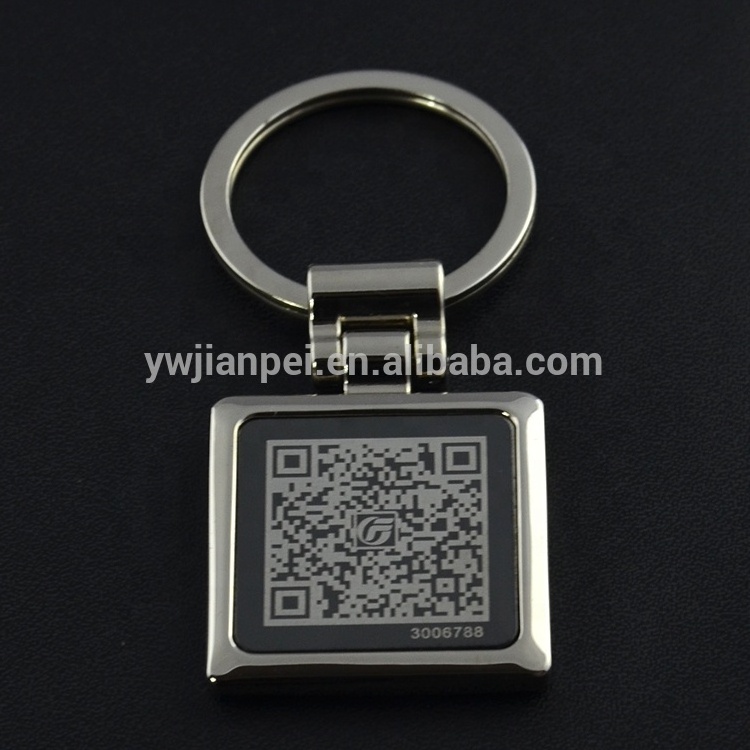 Square Shape Metal Keychain With Laser engrave Personalized QR Code