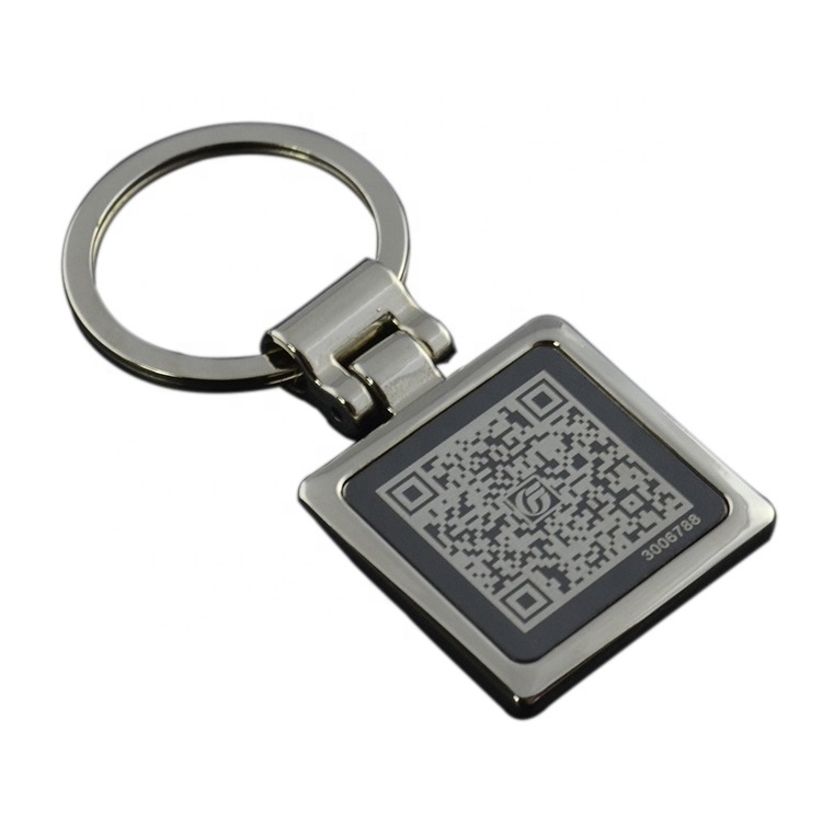 Square Shape Metal Keychain With Laser engrave Personalized QR Code