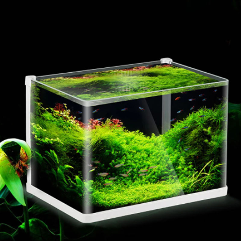 Led Light Fish Tank Aquarium Decoration Ecological Mini Full Live Fish Tub Glass Box Small Acuarios Para Peces Fish Tank KC50YG