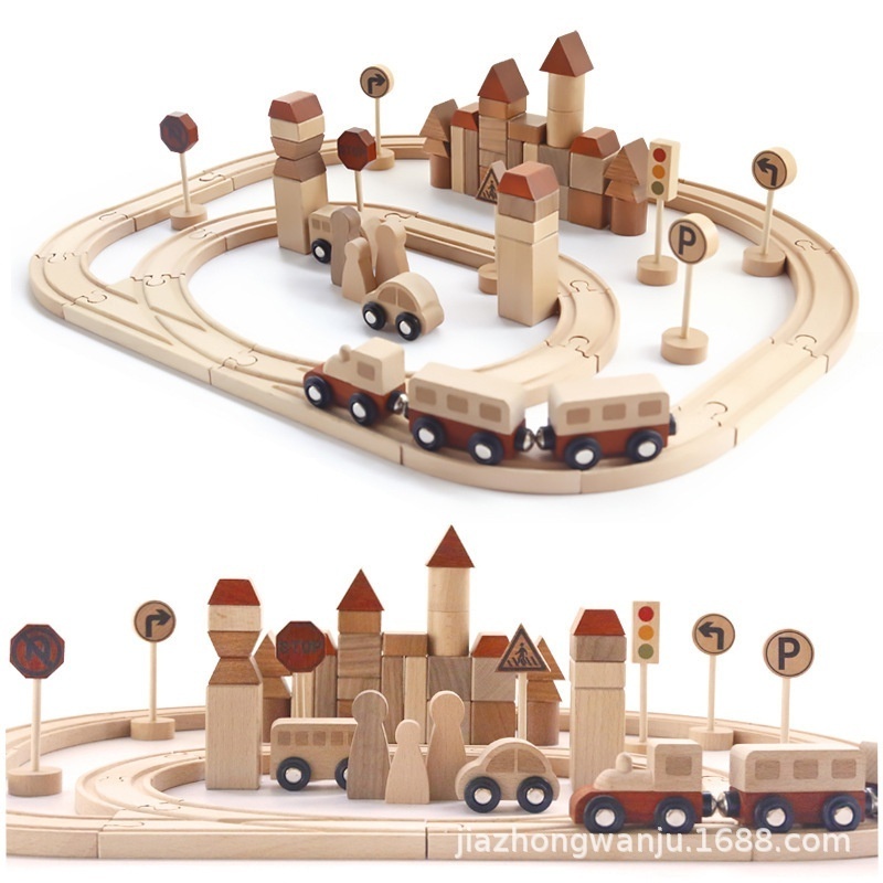 Building Puzzle Of Simulation Model Of Small Wooden Train Track 3-6 Years Old 4 Boys Children's Day Gift Toys