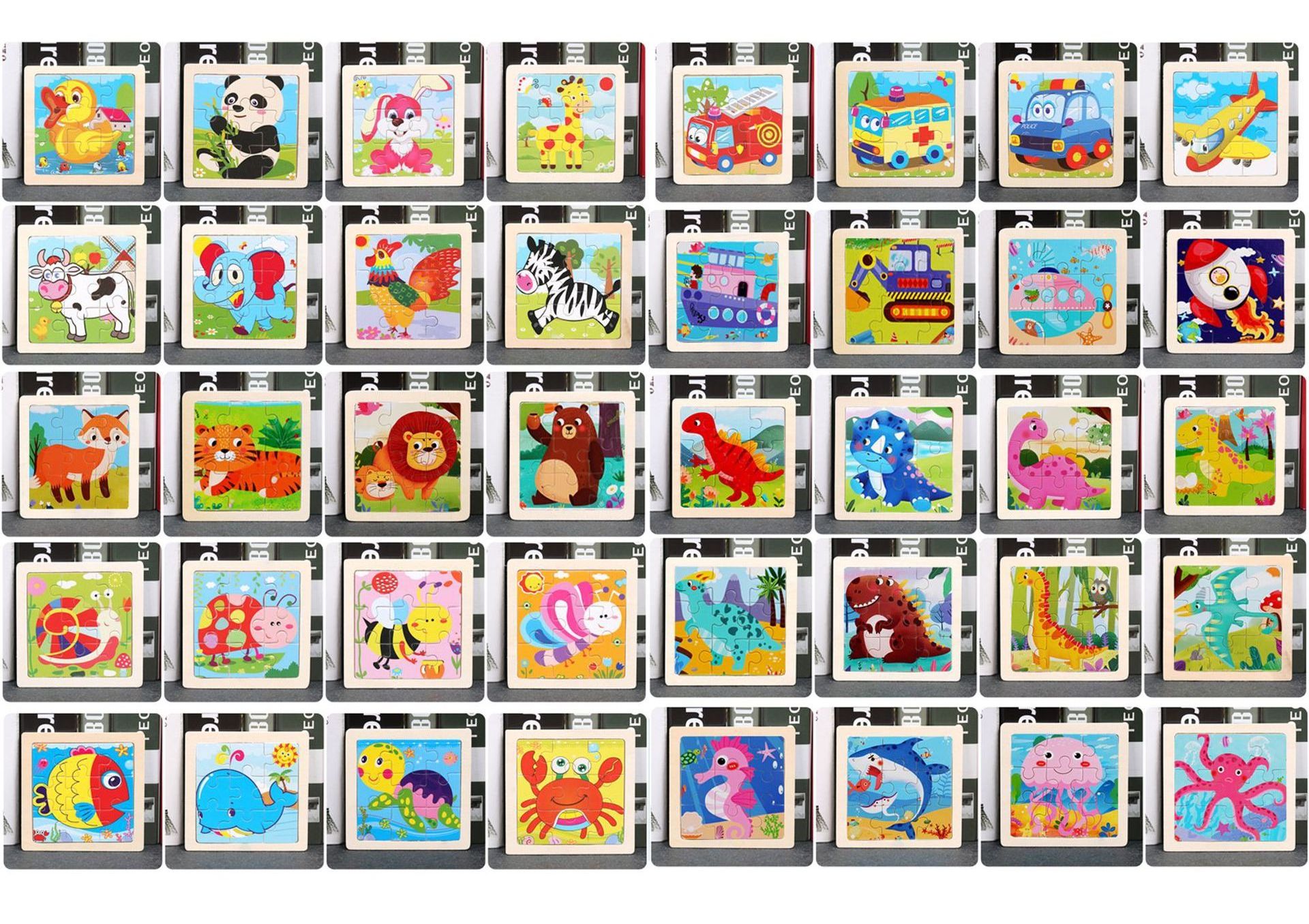 40 Designs 2022 Kids Wooden Educational Animal Jigsaw Puzzle Game for Toddler Children Learning Toys