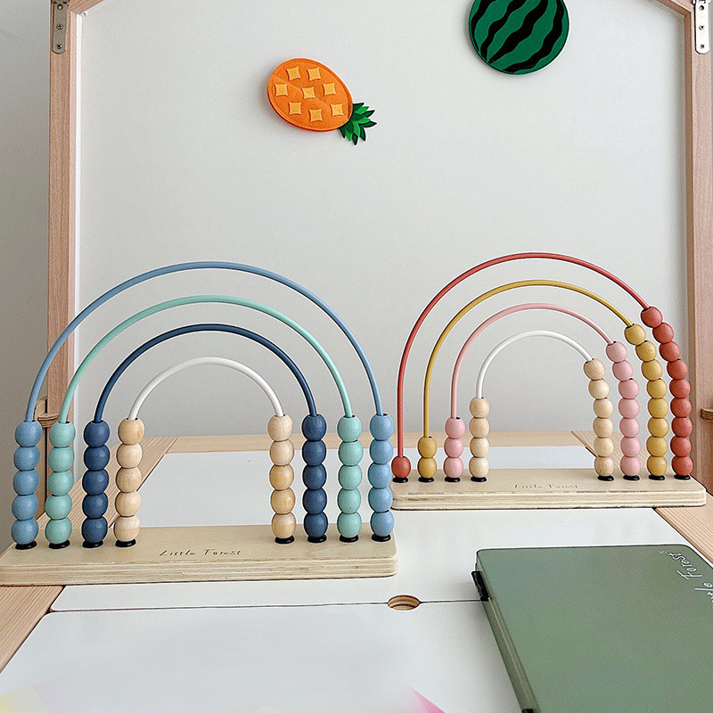 New Wooden Montessori Abacus Counting Rainbow Toys Baby Educational Beads Count Number Math Teaching Toy