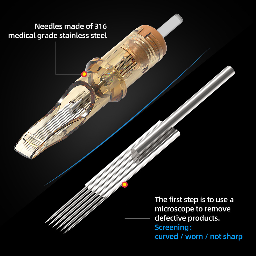 disposable stainless steel kwadron cartridge needles with membrane RL Shadow tattoo needle cartridge