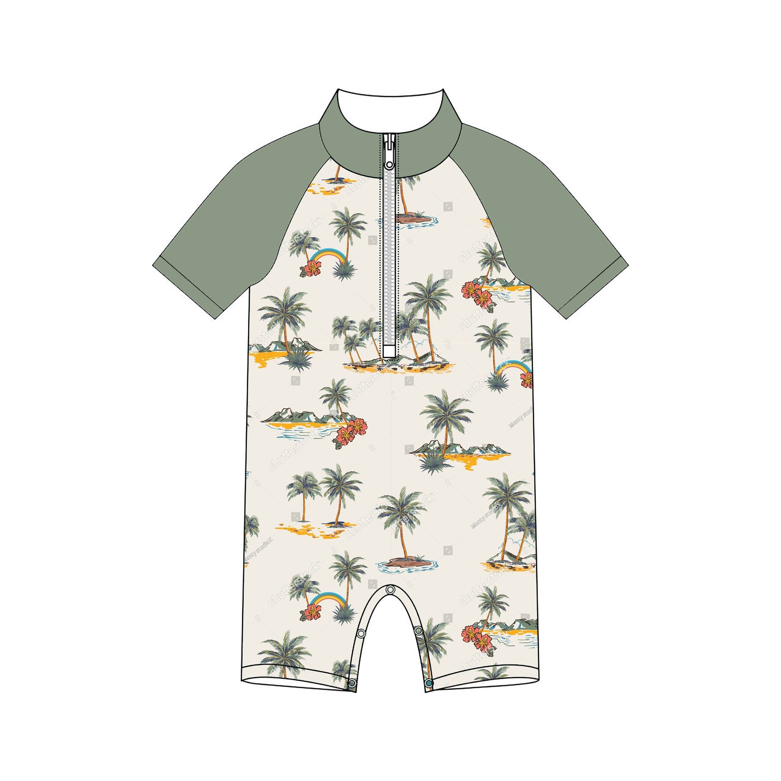 Summer Kids Swimming Suit Cute Printed One Piece Boy Beachwear Custom Baby Swimsuit Boys Swimwear