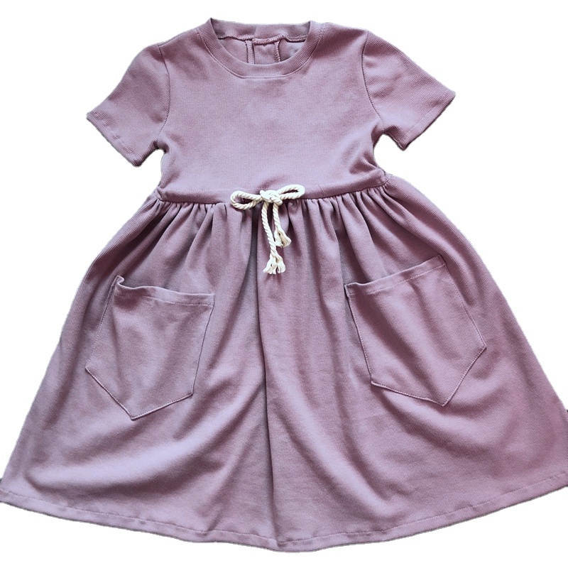 Wholesale Smocked Dresses Toddler Summer Little Girls Fancy Kids Clothing Linen New Model Girl Dress