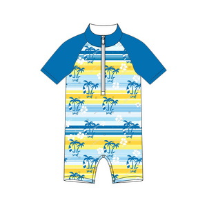 Summer Kids Swimming Suit Cute Printed One Piece Boy Beachwear Custom Baby Swimsuit Boys Swimwear