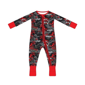 Hot sale Toddler Infant Boys Zipper bamboo Pajamas Organic cotton Baby Footie Jumpsuit Romper  ropa de bebe