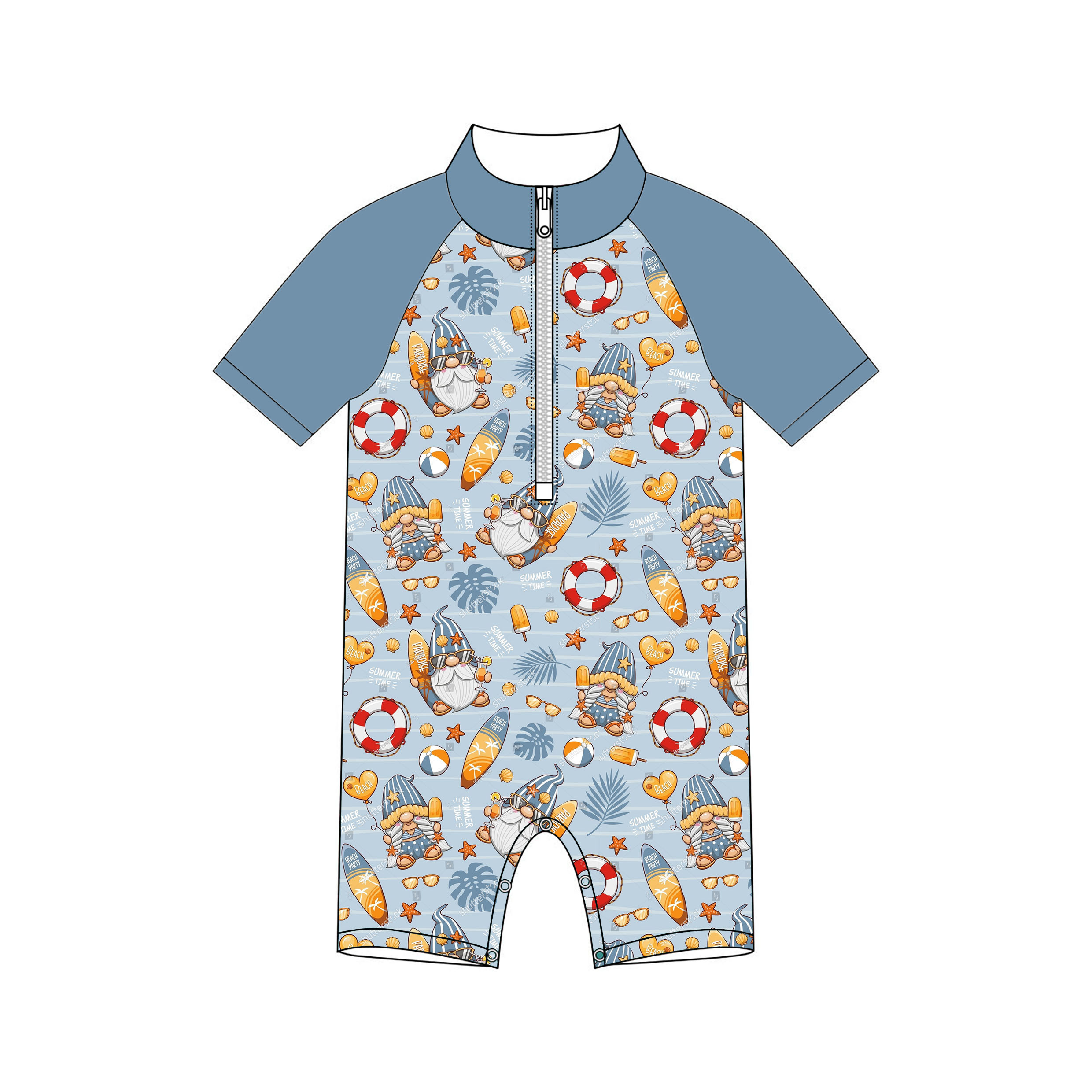 Summer Kids Swimming Suit Cute Printed One Piece Boy Beachwear Custom Baby Swimsuit Boys Swimwear