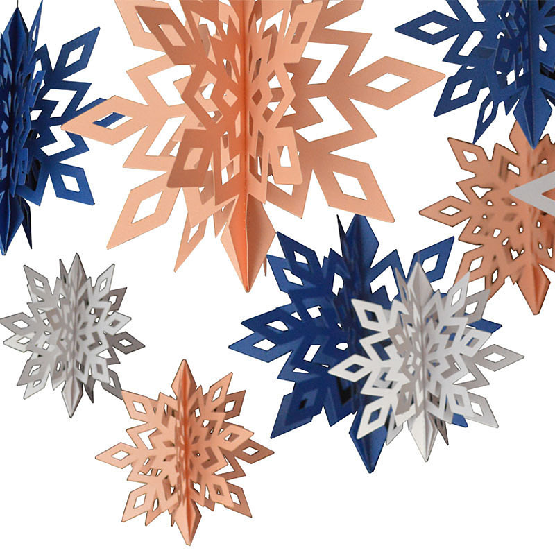 3D Paper Snowflake Shape Hanging Decorations For Christmas 6pc/bag Home Background Christmas Tree Snowflakes Garland