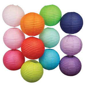 Pure Color Custom 4 8 10 12 16Inch Decorative Wall Hanging Lantern For Party Wedding Round Foldable Chinese Paper Lanterns