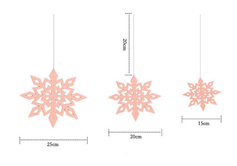 3D Paper Snowflake Shape Hanging Decorations For Christmas 6pc/bag Home Background Christmas Tree Snowflakes Garland