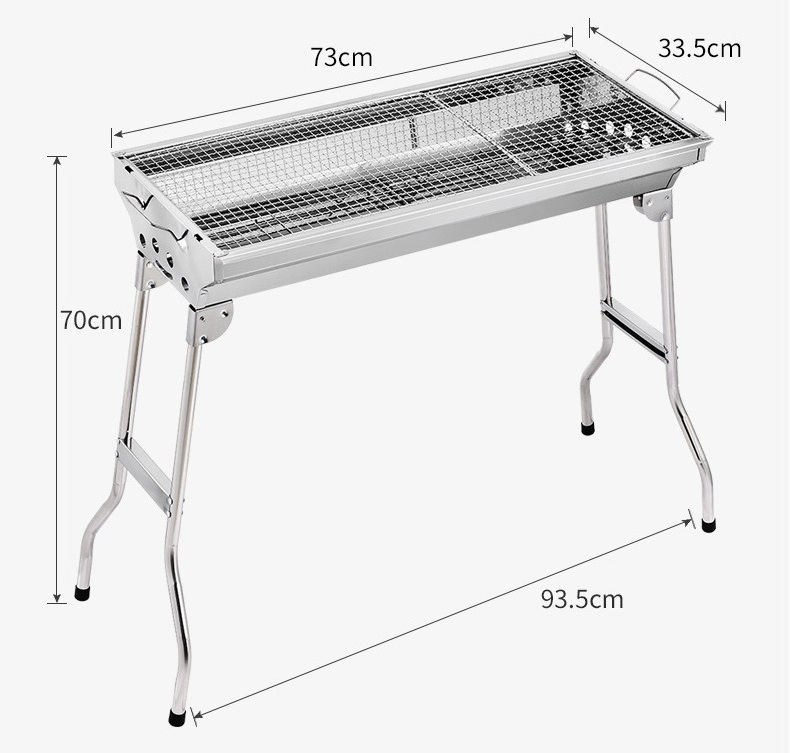 Charcoal Grill Portable BBQ Folding Barbecue Grill Charcoal Shish Kebab Grill Stainless Steel Camping for Outdoor Picnic, Patio