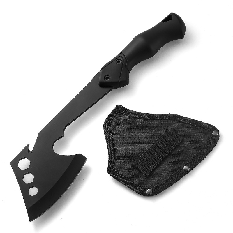 New outdoor multi-purpose open mountain axe with hexagon board hand and all black rubber handle fire axe