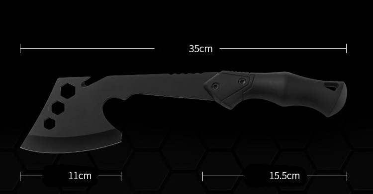 New outdoor multi-purpose open mountain axe with hexagon board hand and all black rubber handle fire axe