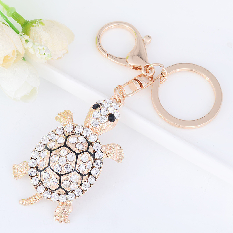 Creative Colorful Diamond Turtle Animal Key Chain Sparkle Rhinestone Crystal Turtle Charm Keychain For Women