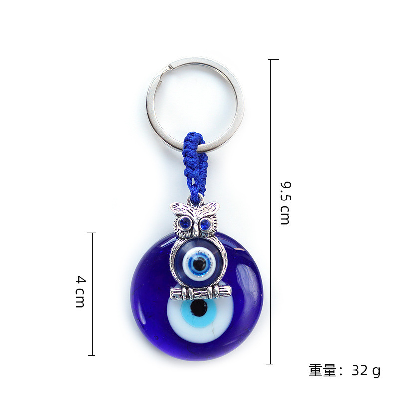 Wholesale Butterfly Turkish Devil Eye Key Holder Chain Blue Enamel Glass Owl Evil Eyes Key Ring For Gift