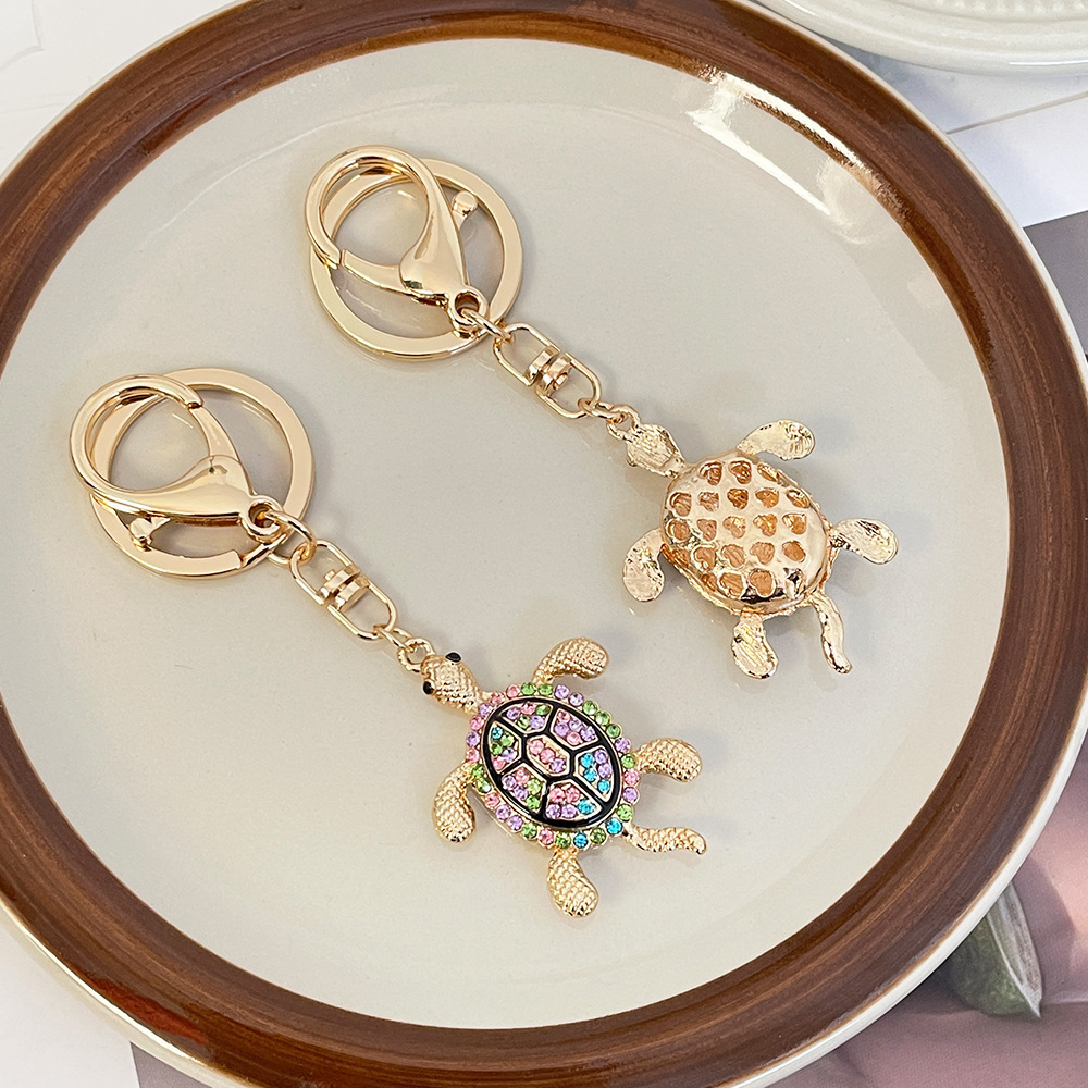 Cute Ocean Animal Turtle Car Key Ring Accessory Bling Rhinestone Crystal Sea Turtle Keychain For Gift